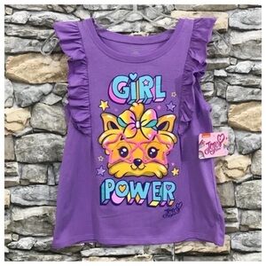 JoJo Siwa Bow Yorkie Dog Glasses Purple Ruffle Girl Power Print Tank Top Shirt
